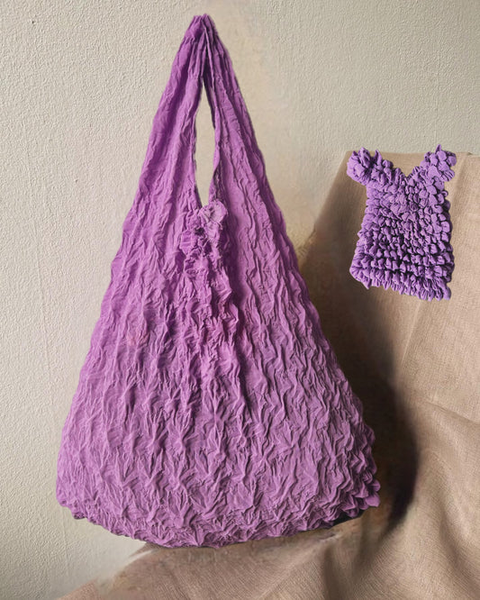 Plum Purple mesh thin Foldable Reusable grocery shopping bag-flex totes