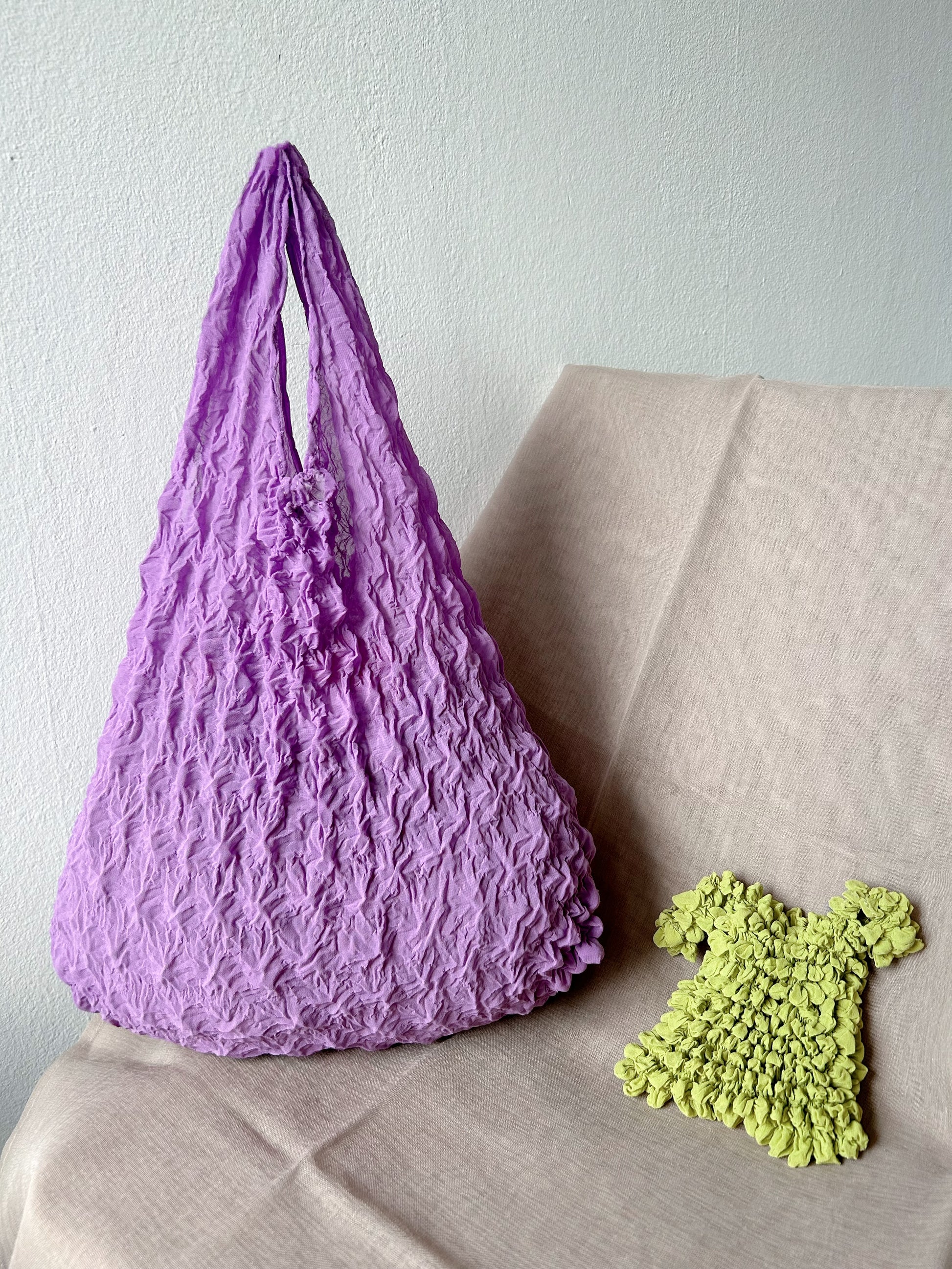 Wisteria Purple mesh thin Foldable Reusable grocery shopping bag-flex totes