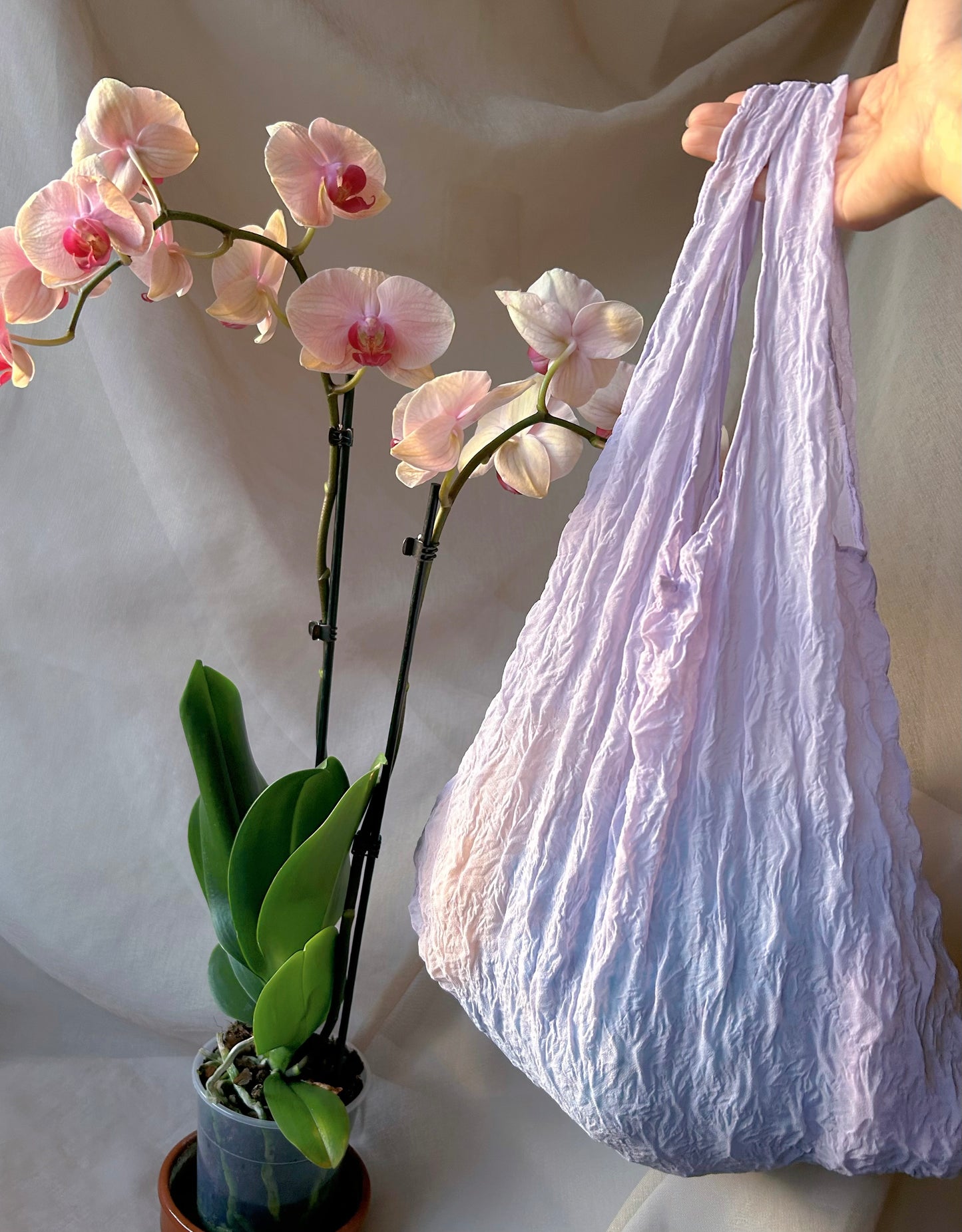 Lilac mesh thin Foldable Reusable grocery shopping bag-flex totes