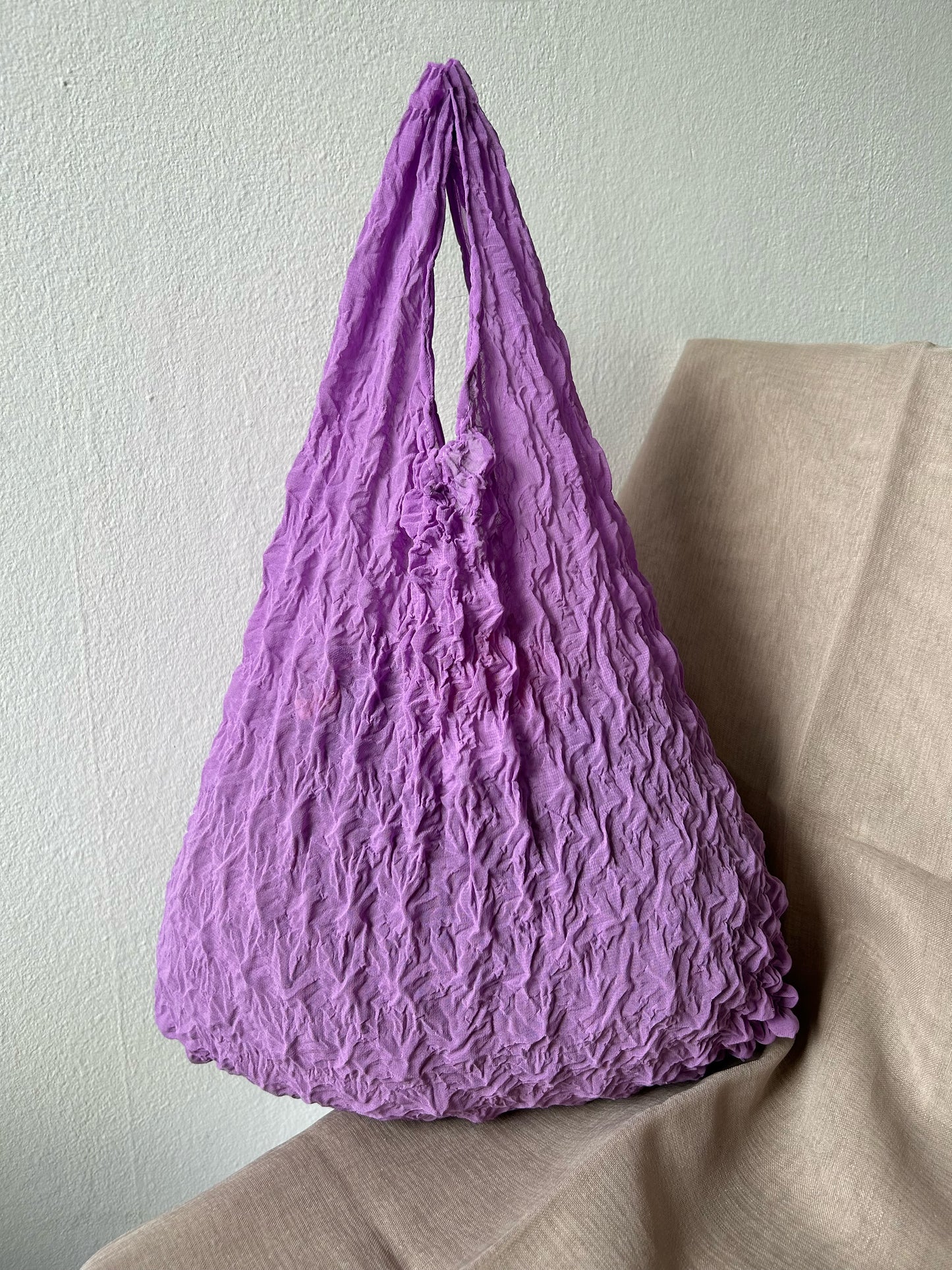 Plum purple mesh thin Foldable Reusable grocery shopping bag-flex totes