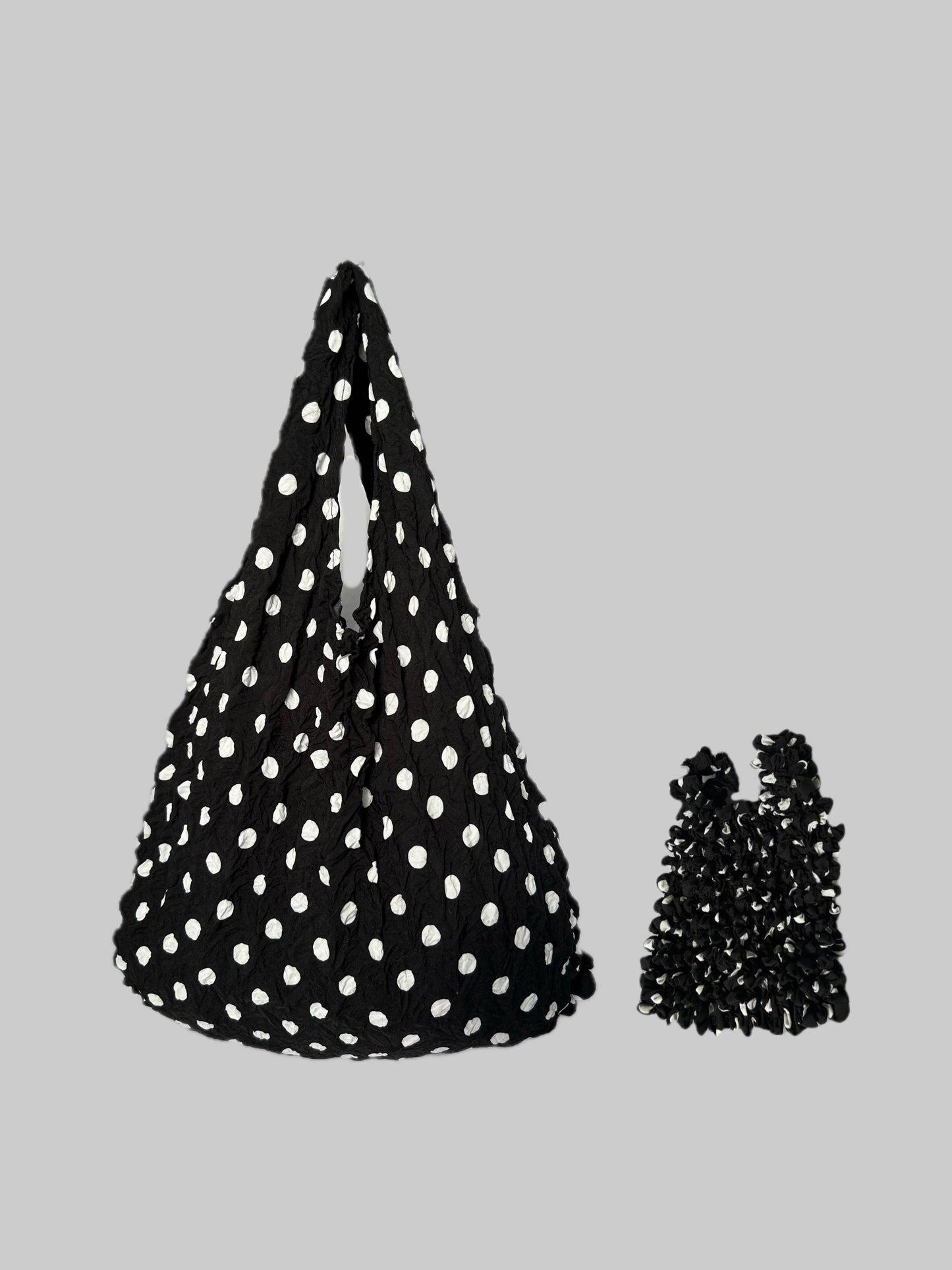 Black and white polka dots Floral printe Foldable Reusable grocery shopping bag-flex totes 
