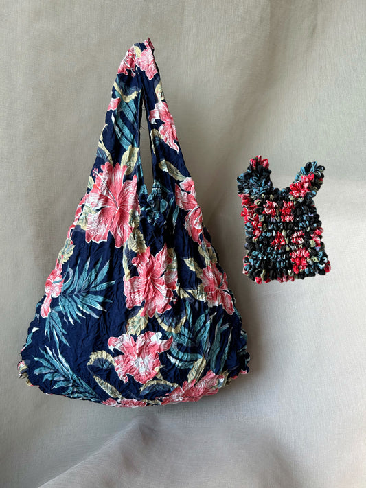 Tropical Flora printed flexible Foldable Reusable grocery shopping bag-flex totes 