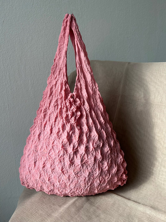 Romantic Pink mesh thin Foldable Reusable grocery shopping bag-flex totes